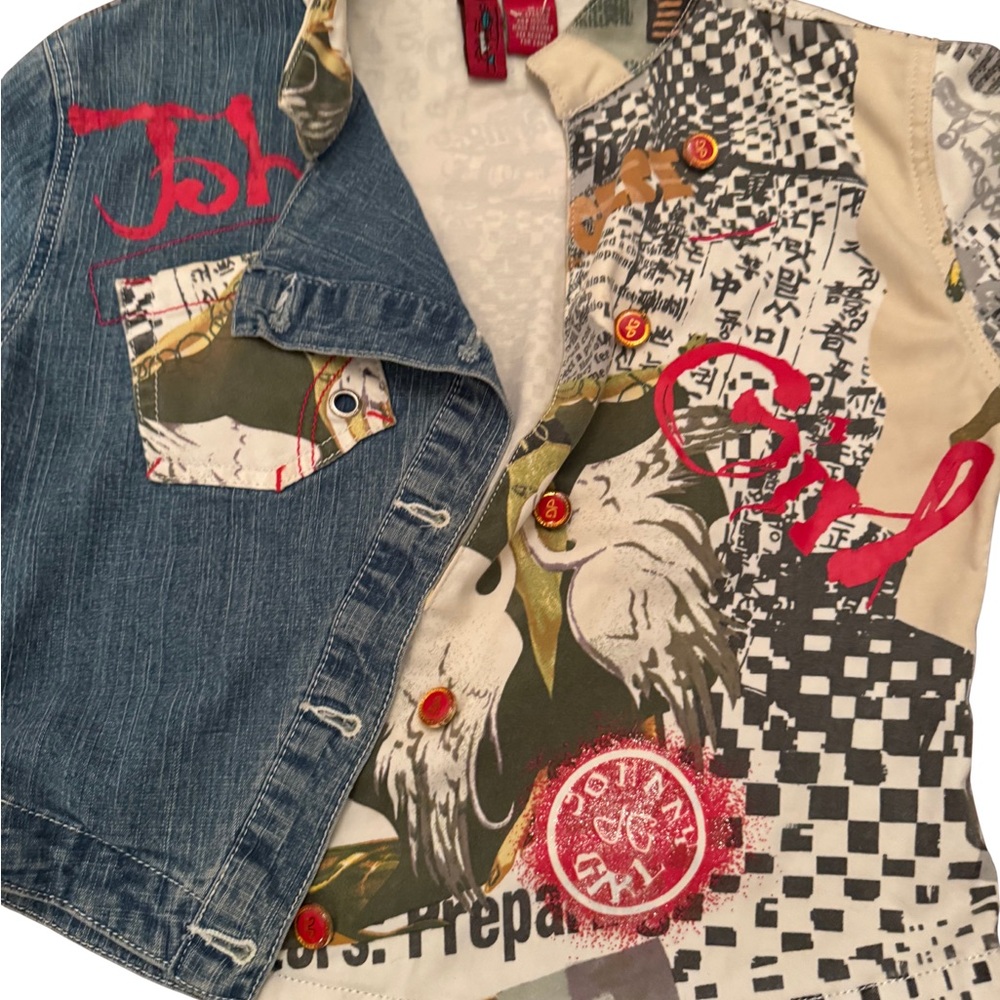 Johnny Girl Patchwork Denim and Print Jacket - Picture 10 of 12